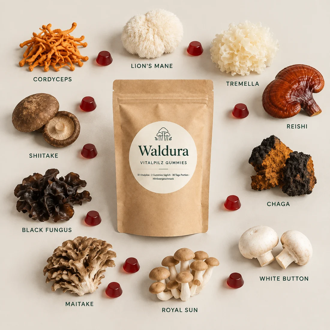 Die 10 Vitalpilze in Waldura